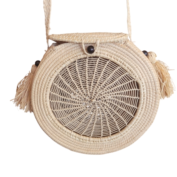 unbranded Handbags - Straw Round Purse Circle Summer circle purse raffia